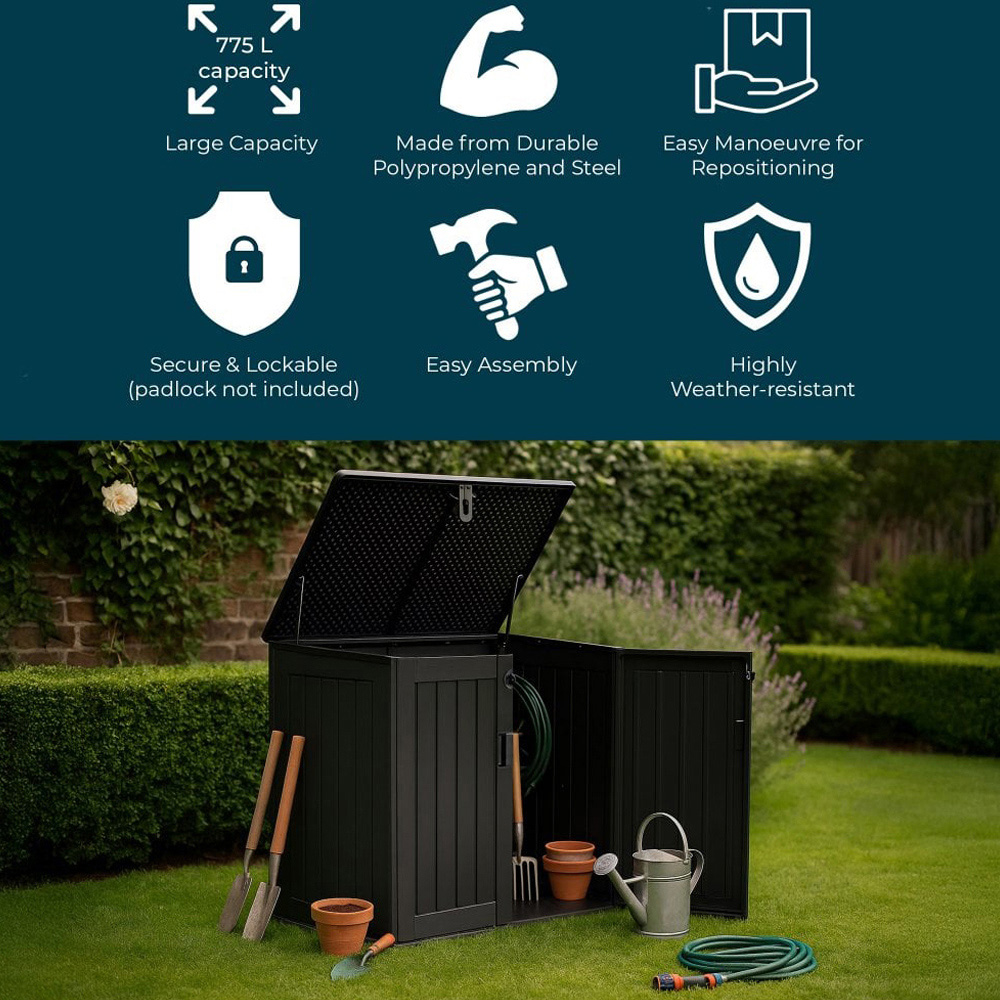 Jack Stonehouse 775L Grey Plastic Weather-Resistant Garden Storage Cabinet Box Image 5