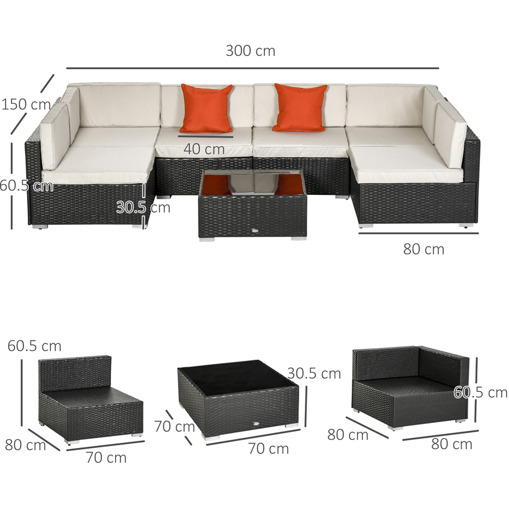 Outsunny 6 Seater Cream Rattan Sofa Lounge Set Image 7