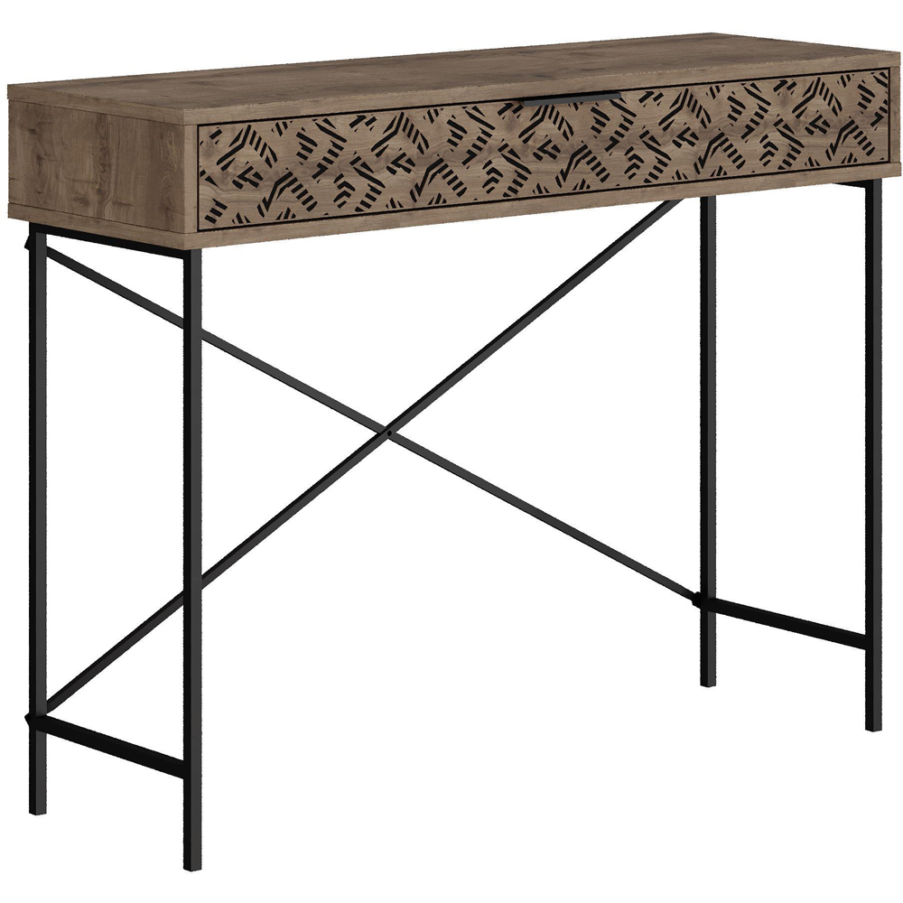 Decortie Heaton Single Drawer Dark Oak Effect Console Table Image 2