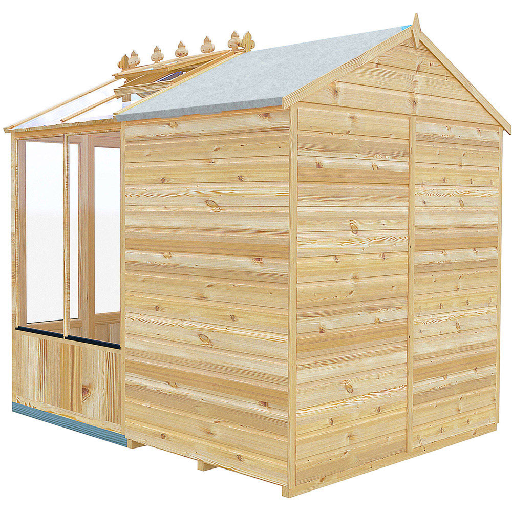 Shire Holkham 6 x 8ft Glazed Toughened Glass Greenhouse with Shed Image 3