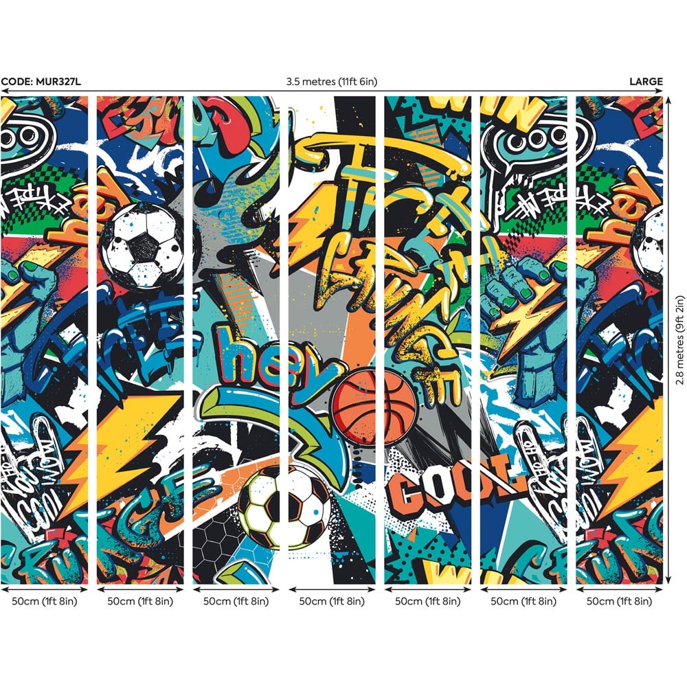 Origin Murals Sports Graffiti Blue Wall Mural Image 3