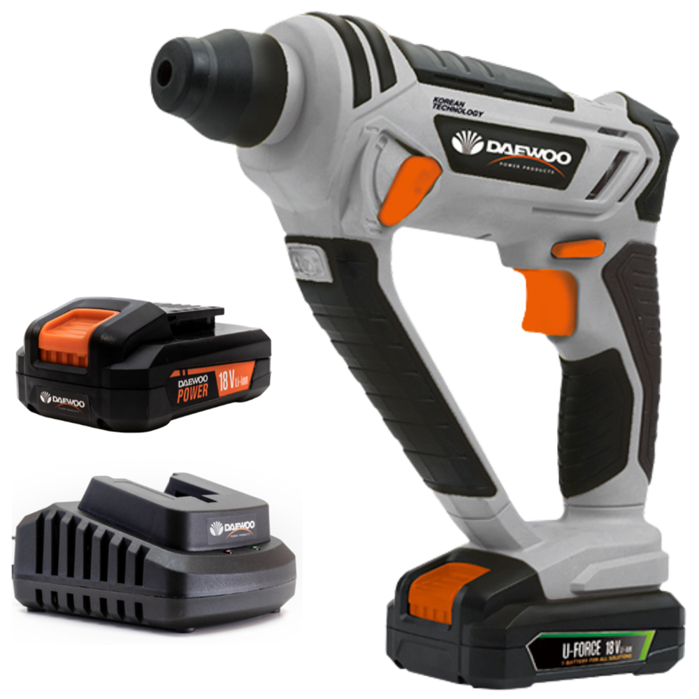 Daewoo U-Force 18V 2Ah Lithium-Ion Rotary Hammer SDS Drill with Battery Charger Image 1