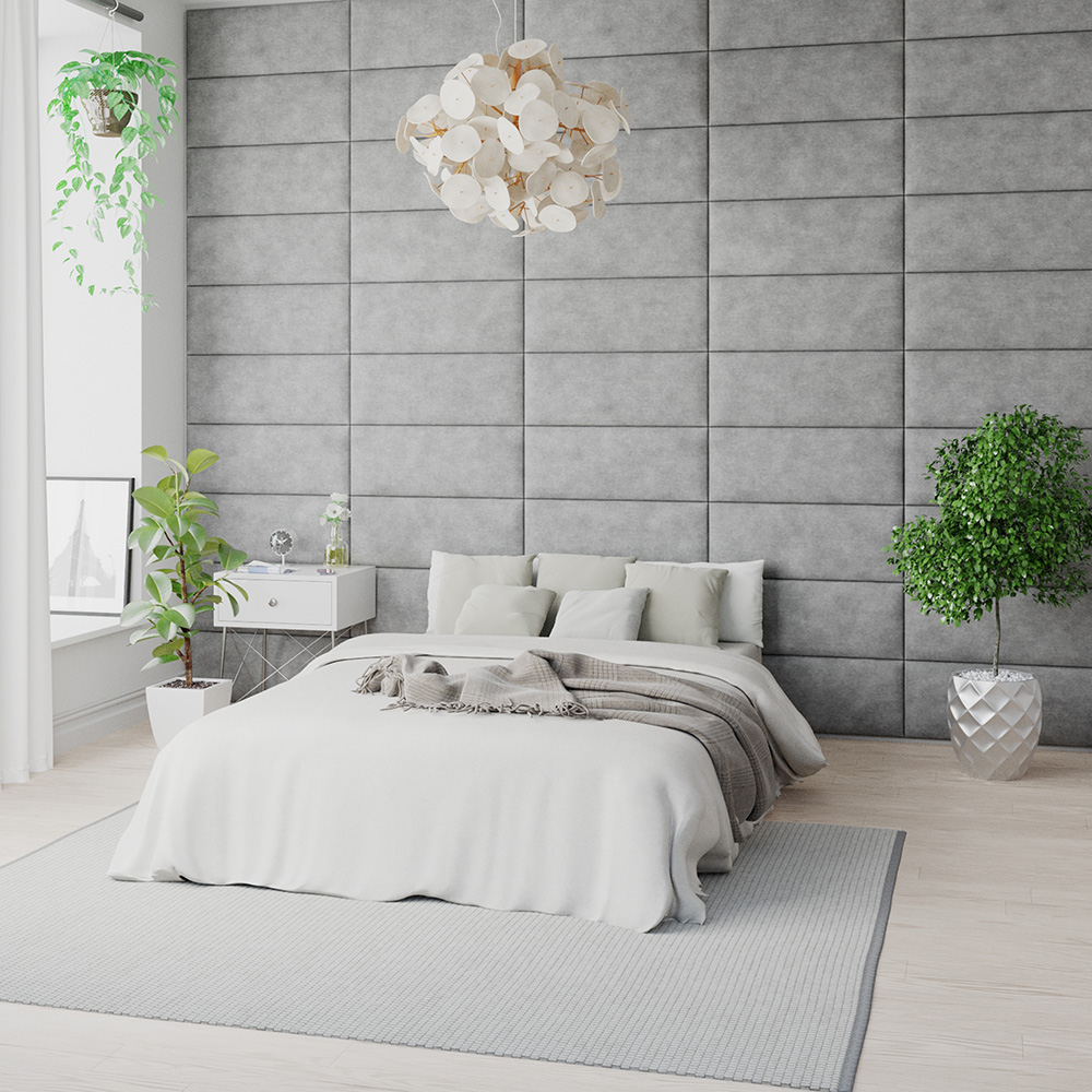 Aspire EasyMount Silver Kimiyo Linen Upholstered Wall Mounted Headboard Panels 4 Pack Image 2