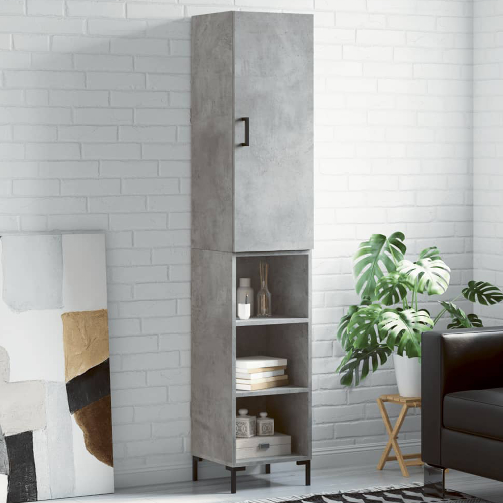 vidaXL Single Door 3 Shelf Concrete Grey Highboard Image 1