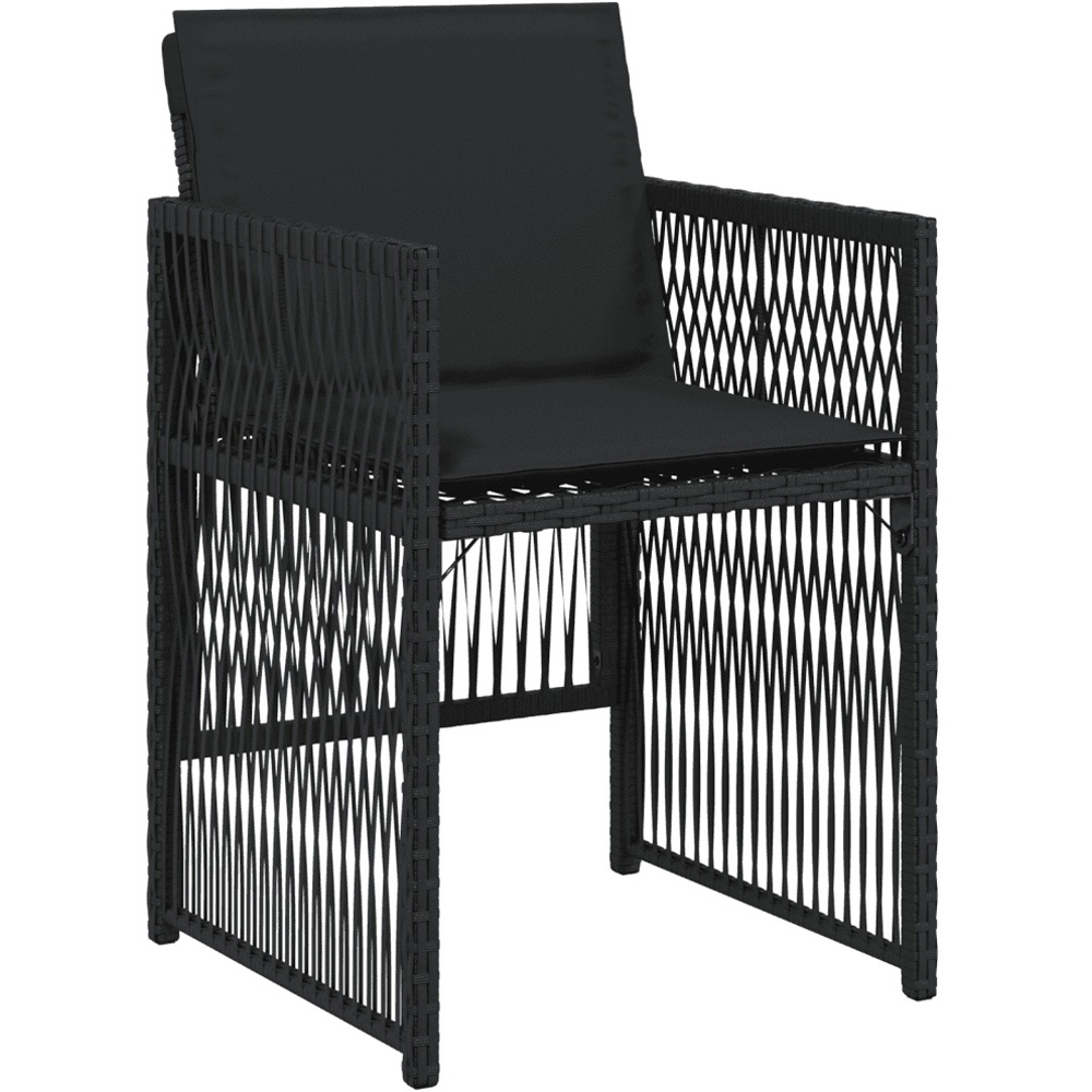 Walplus 4 Seater Foldable Poly Rattan Garden Dining Set with Cushions Black Image 3