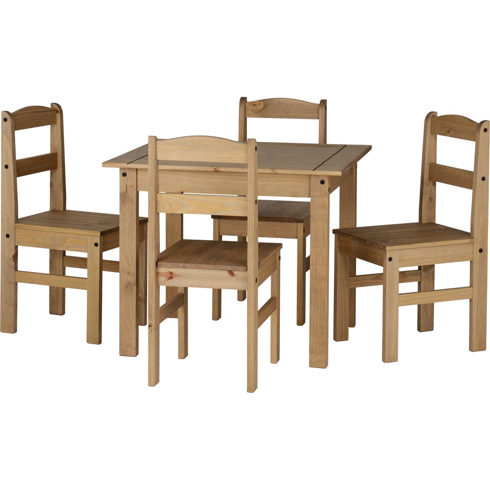Seconique Panama 4 Seater Dining Set Natural Wax Image 3