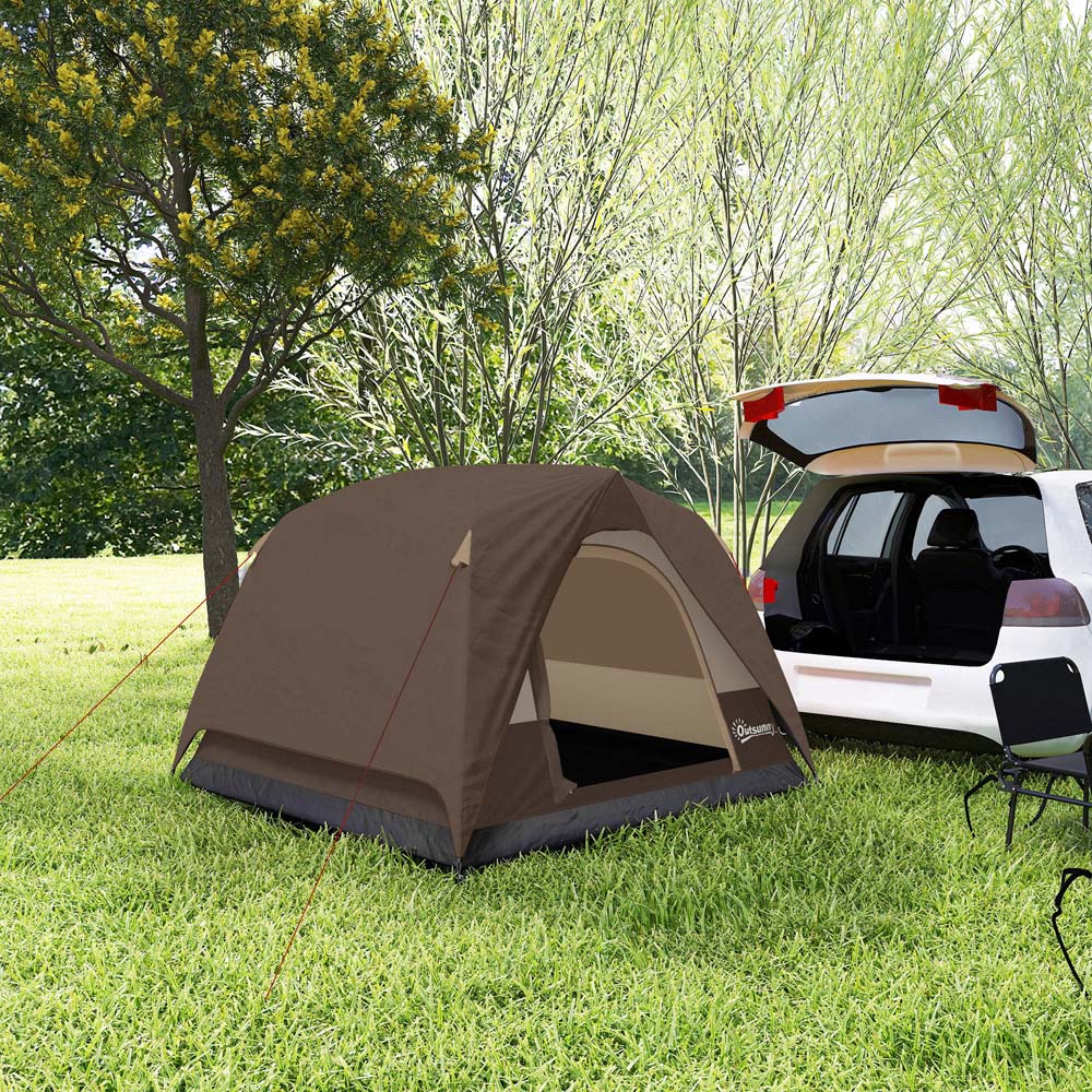 Outsunny 3-4 Person Brown Waterproof Camping Tent Image 3