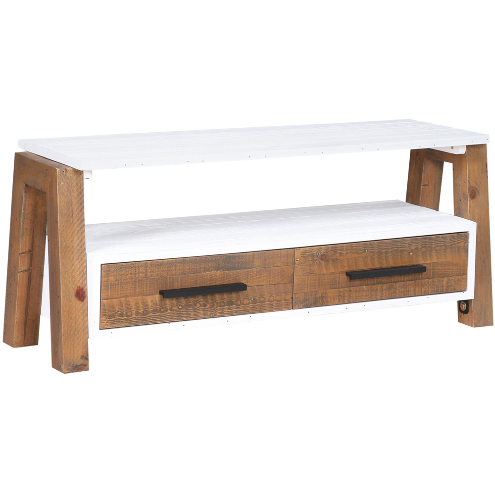 Baumhaus Trinity 2 Drawer White and Brown TV Cabinet Image 3