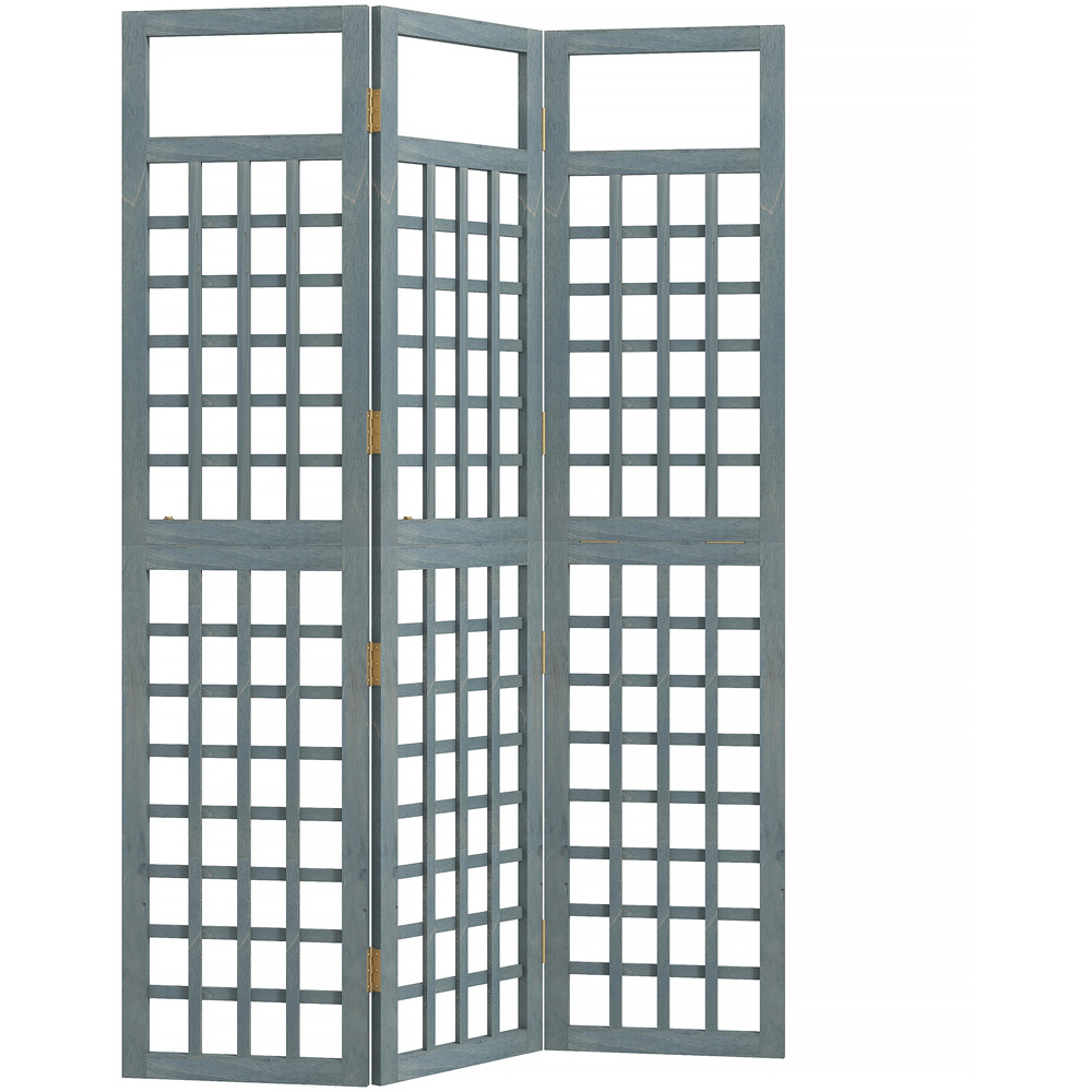 Outsunny 3 Panel Grey Wooden Foldable Room Divider Image 2