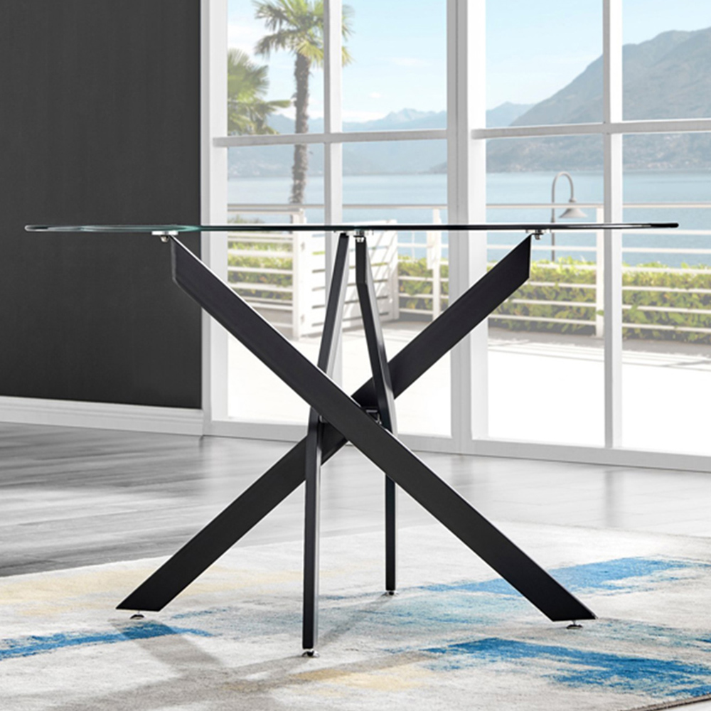 Furniturebox Arona Solara 6 Seater Round Dining Set Black and Grey Image 2