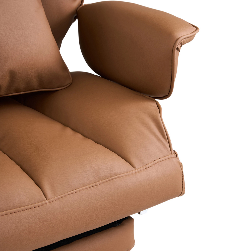 Living and Home Brown Ergonomic Office Chair with Adjustable Armrests and Footrest Image 4