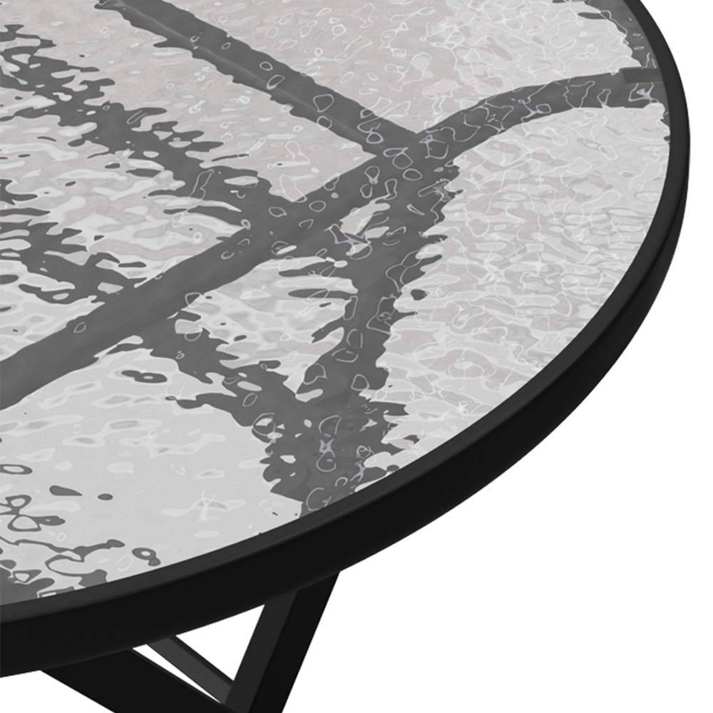 Living and Home Ripple Glass Metal Outdoor Oval Folding Table with Umbrella Hole Image 6