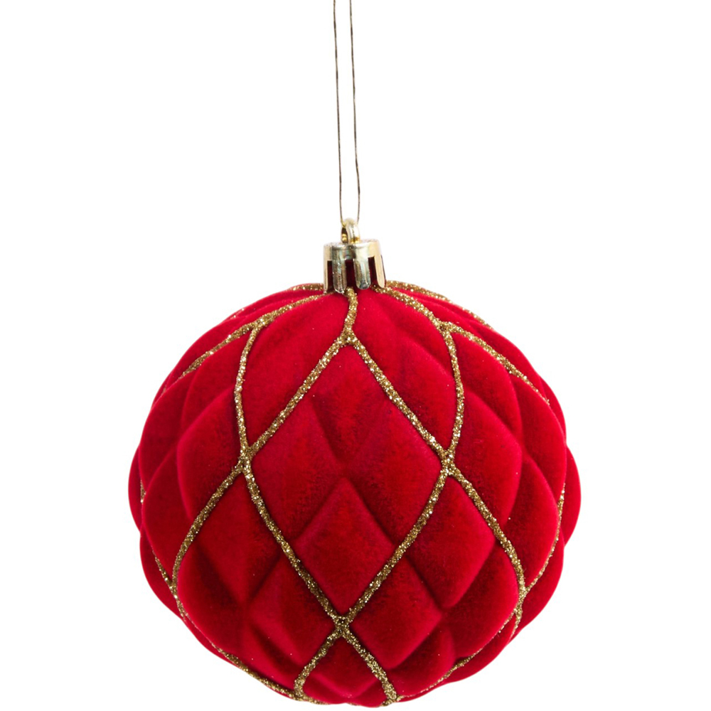 Pack of 4 Flocked Glitter Baubles Image 2