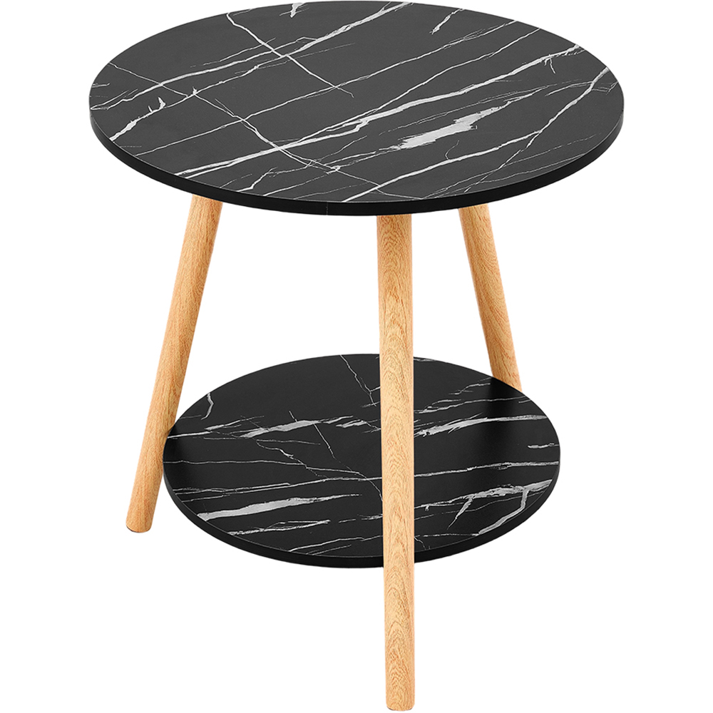Living and Home 2 Shelf Black Marble Effect Side Table Image 2