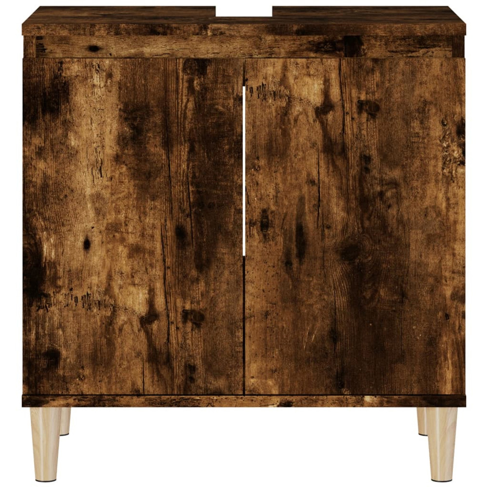 vidaXL 2 Door Smoked Oak Freestanding Under Sink Cabinet Image 5