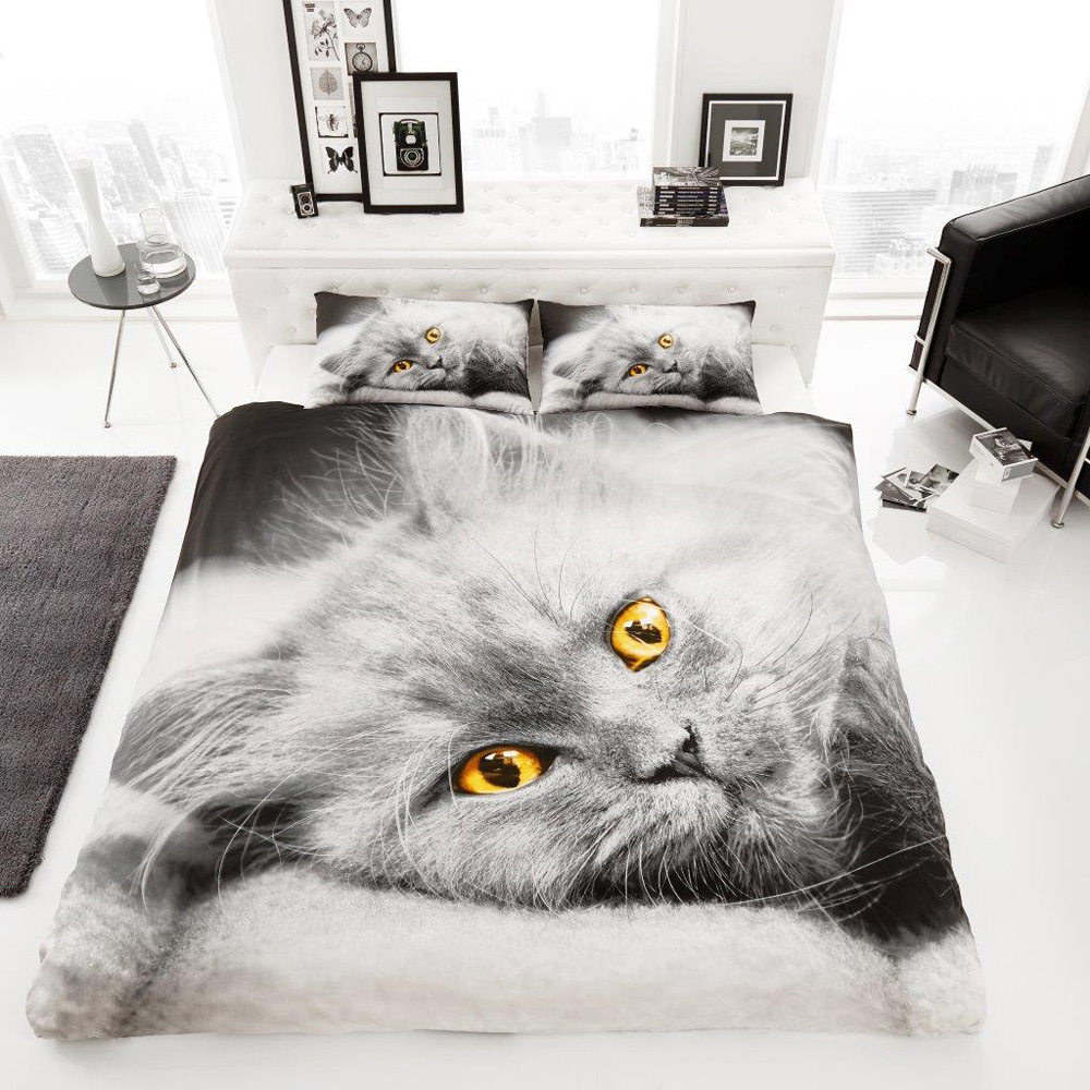 Smart Living King Size 3D Cat Print Duvet Cover Set Image 3
