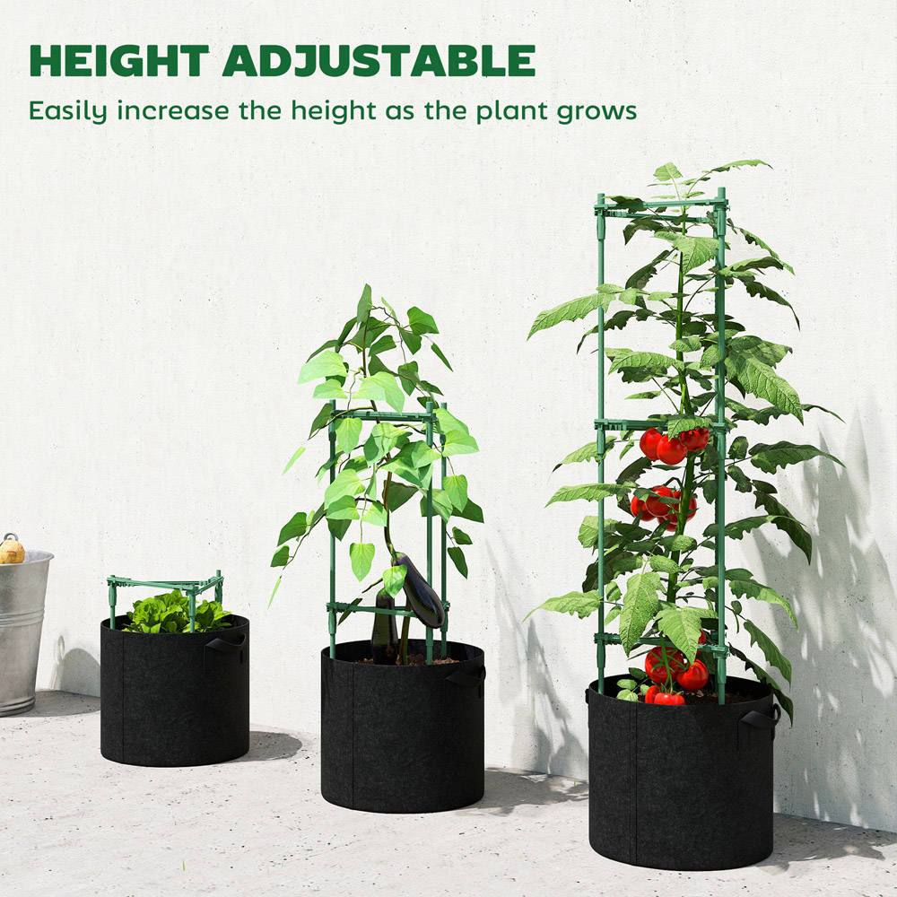 Outsunny 83.7L Grow Bag with 47.2 inch Plant Stake Tomato Cage Set 3 Pack Image 6