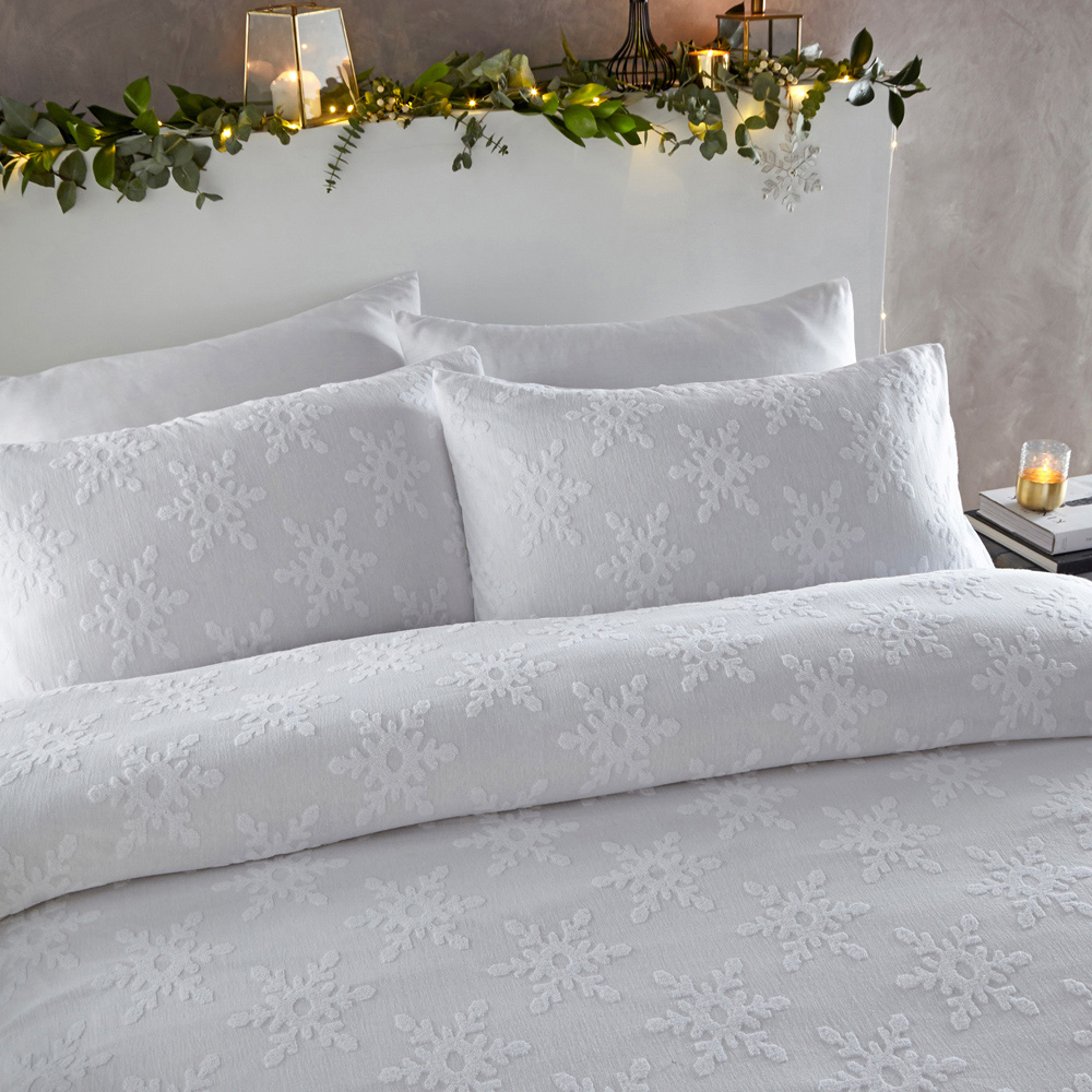 furn. Snowflake King Size White Duvet Cover Set Image 2