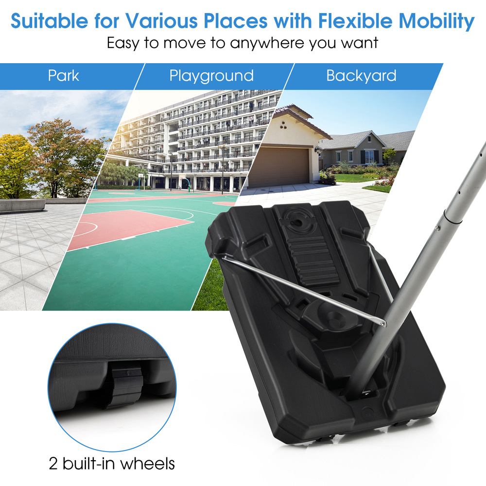 Costway Black Portable Basketball Hoop with Metal Frame Image 7