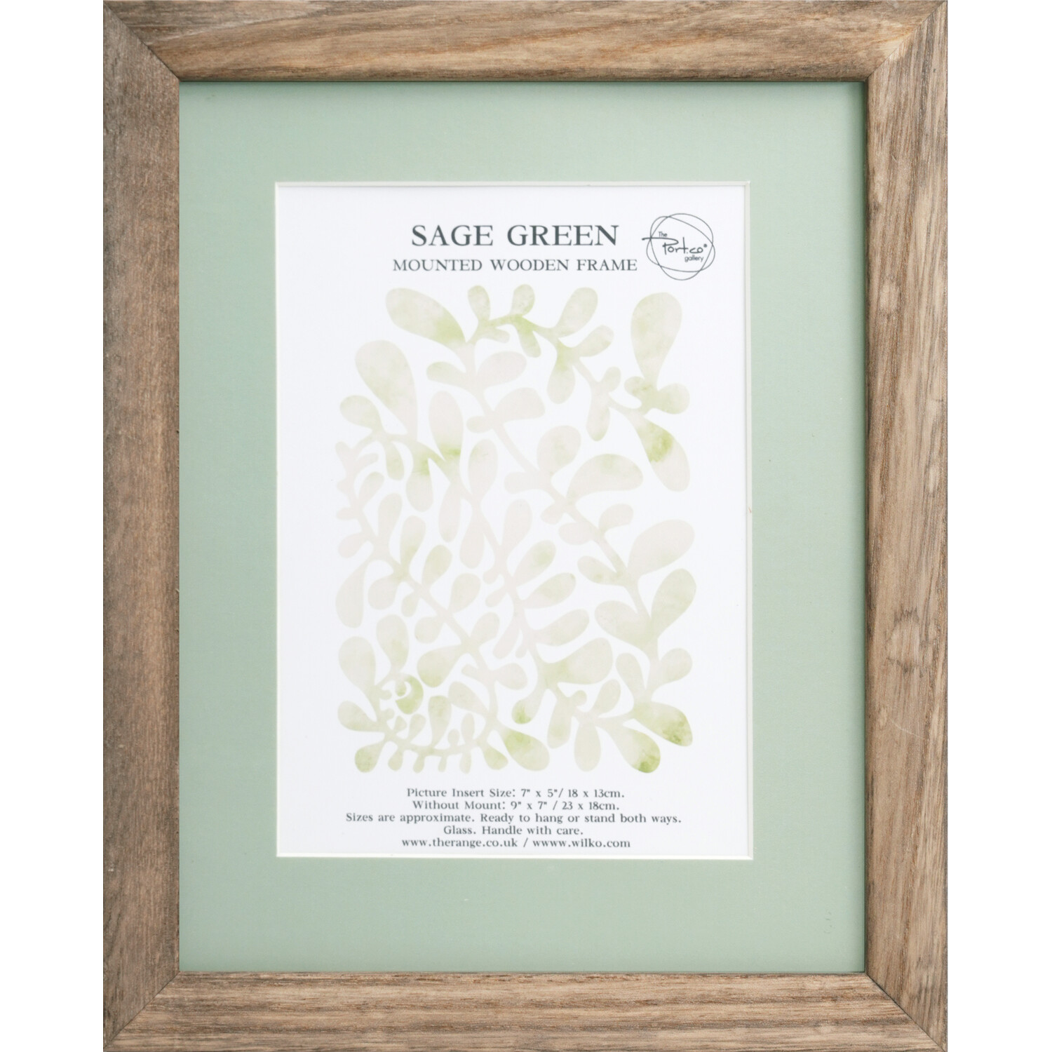 Sage Green Mounted Wooden Photo Frame Green 7 x 5in Image 1