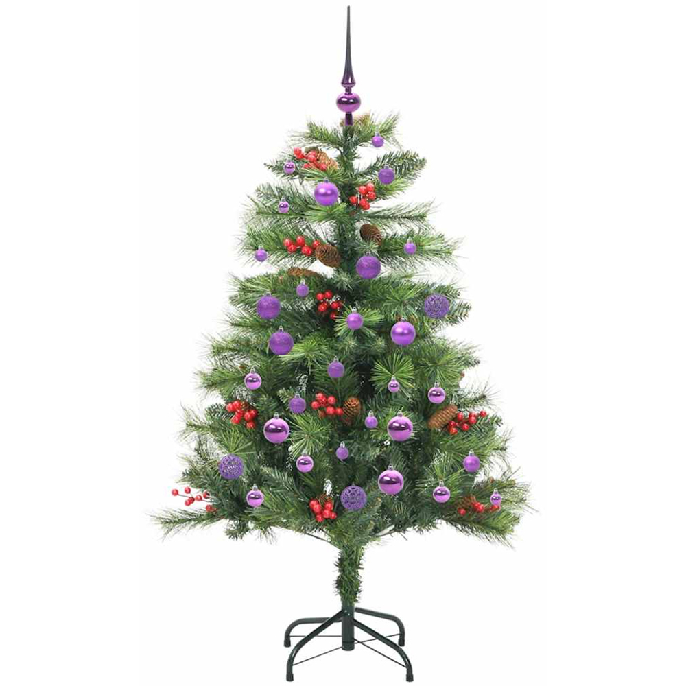 vidaXL 150 LED Pre-Lit Lilac Baubles Green Artificial Christmas Tree 5ft Image 4