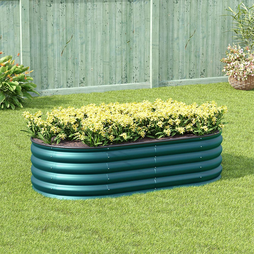 Living and Home Large Green Galvanised Steel Raised Garden Bed 42 x 80 x 160cm Image 2