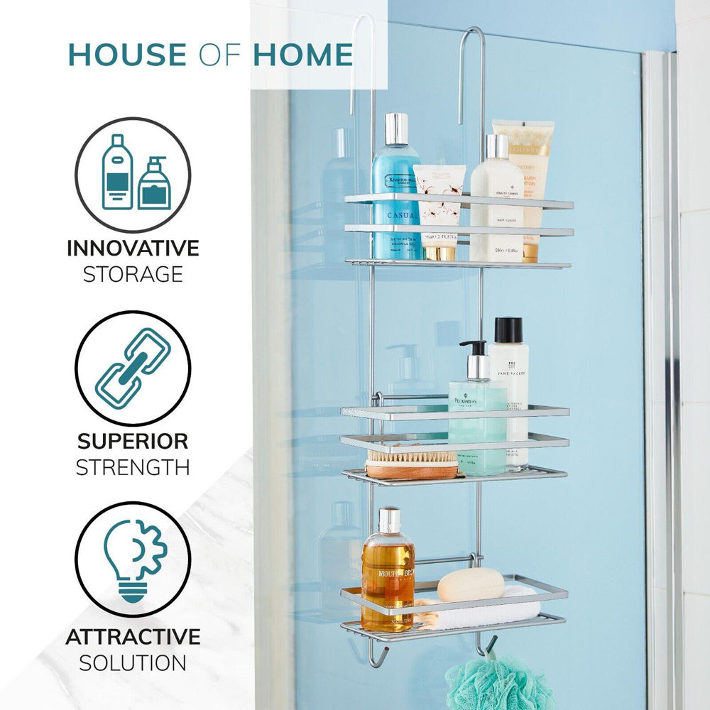 House of Home 3 Tier Silver Hanging Bathroom Caddy Image 3