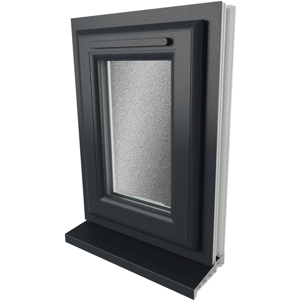 Crystal uPVC Triple Glazed Window Top Hung Opener Grey White Obscure Glass 440x610mm Image 9