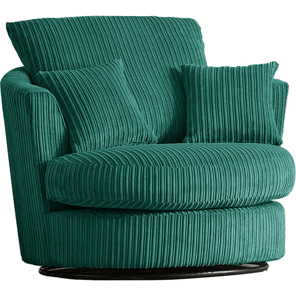 Luxor Teal Jumbo Cord Swivel Chair Image 2