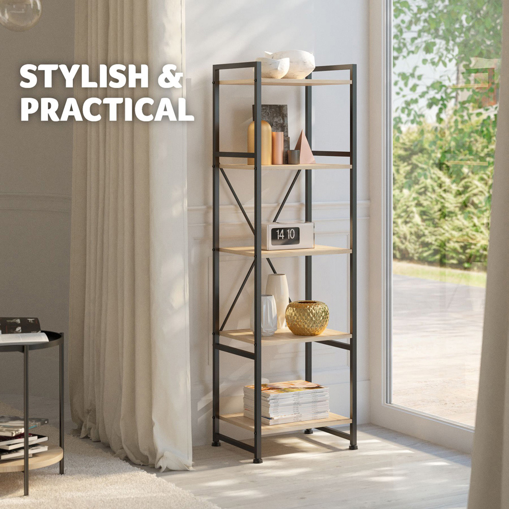tectake Manchester 5 Shelf Oak Sonoma Bookcase Image 7