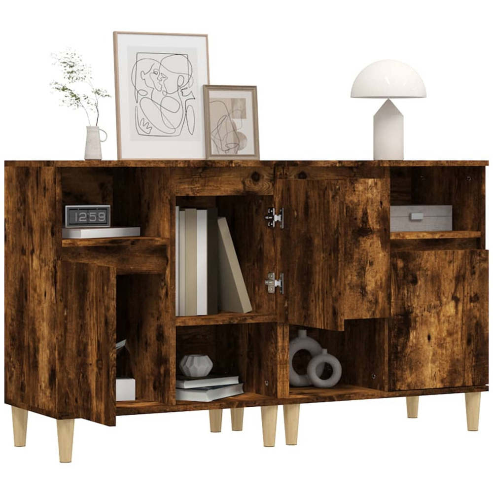 vidaXL 2 Door 2 Open Shelf Smoked Oak Sideboard 2 Piece Image 3