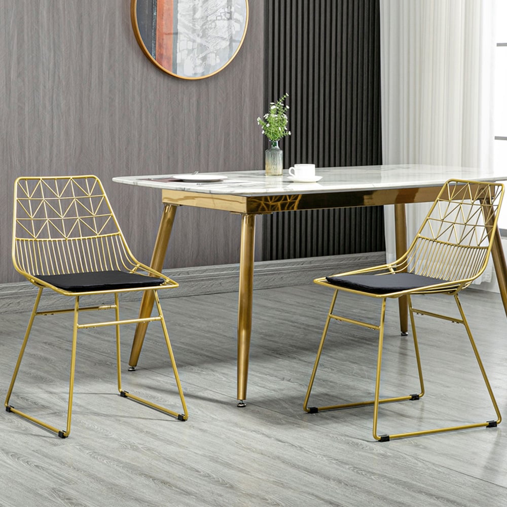 Portland Set of 2 Black and Gold Dining Chair Image 1