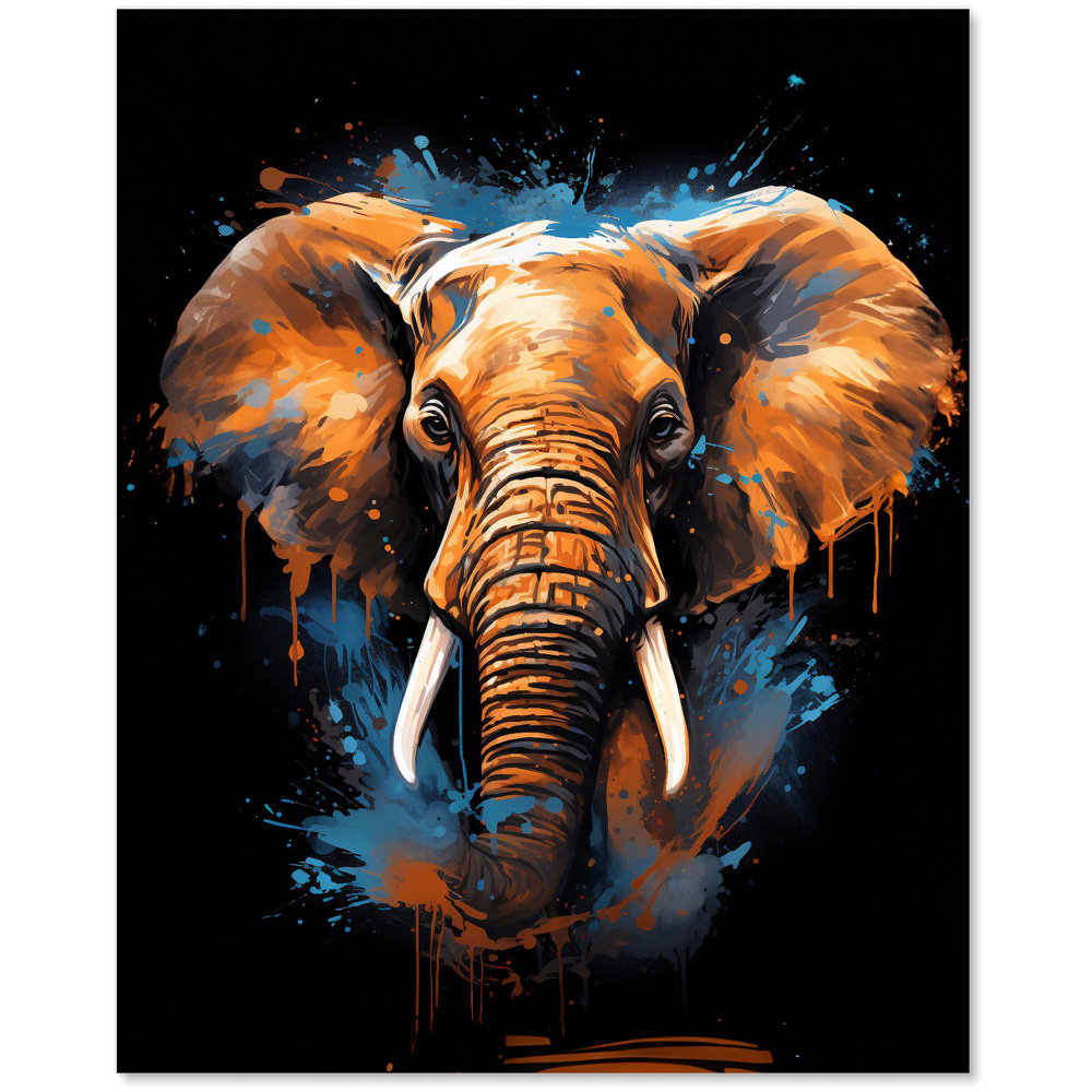 Warren Reed Designer Splashart Elephant Blue Glass Kitchen Splashback 75 x 60cm Image 2