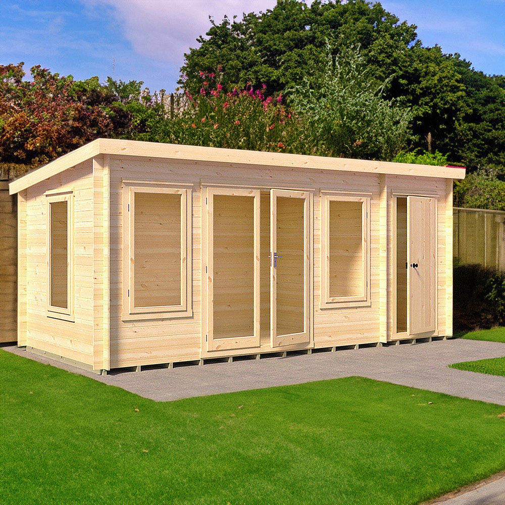 Shire Elm 8 x 17ft Contemporary Style Dual-Purpose Pent Log Cabin with Integral Storage Image 2