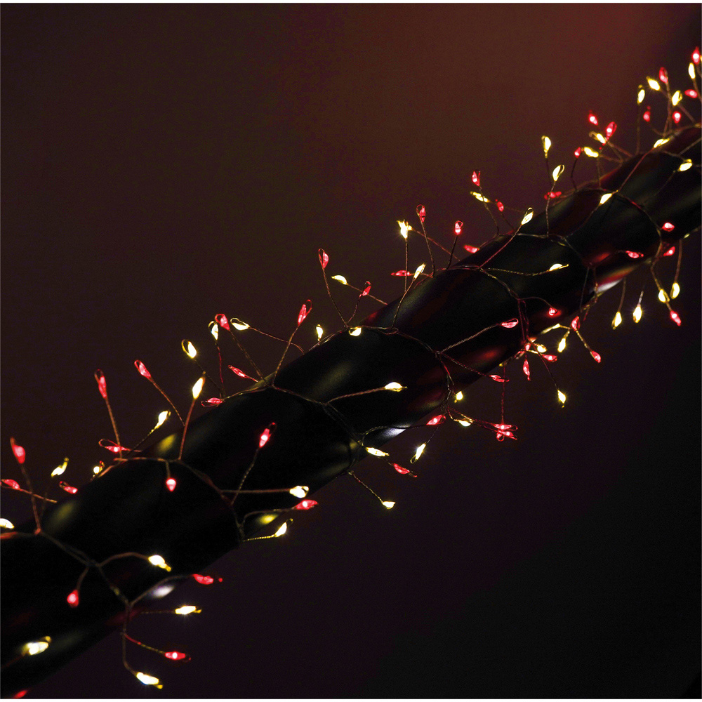 Xmas Haus 540 Warm White and Ruby Red LED Silver Cable Christmas Cluster Light 6m Image 2