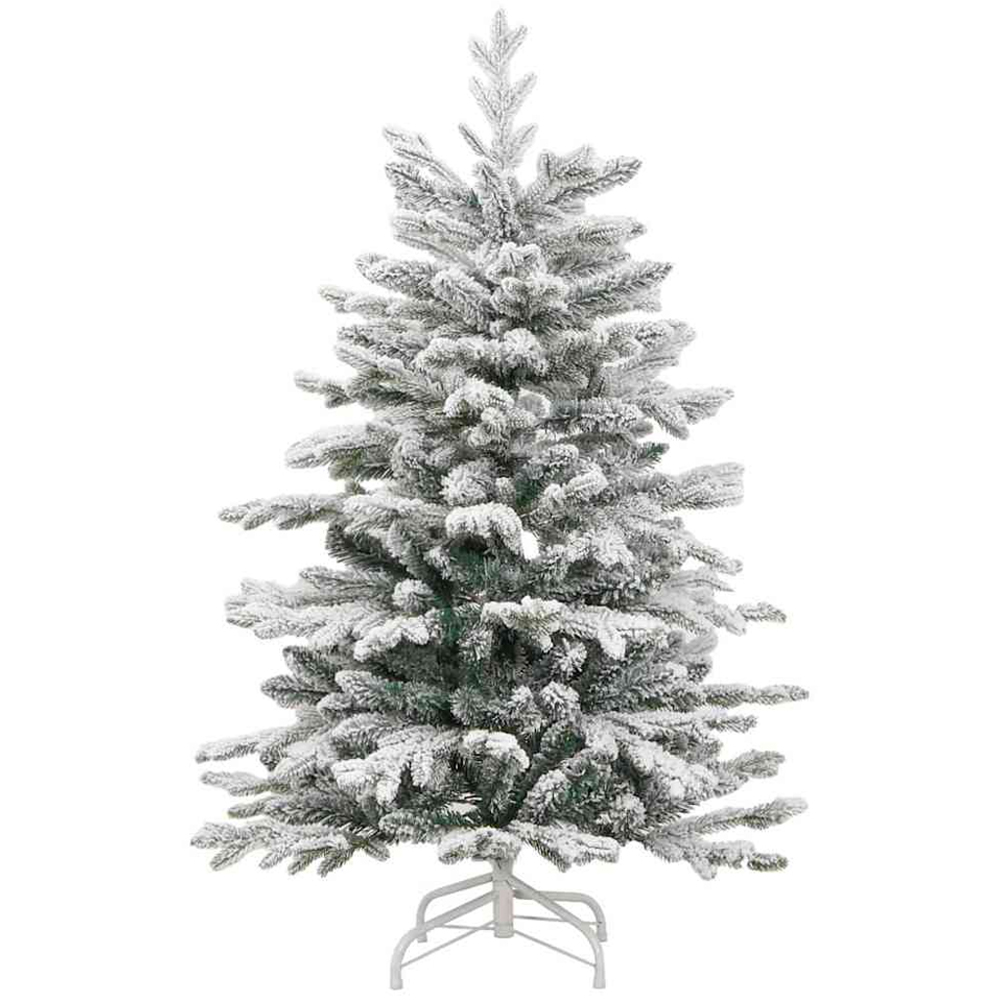 vidaXL Pre-Lit White Baubles White Artificial Snow Flocked Christmas Tree 4ft Image 5