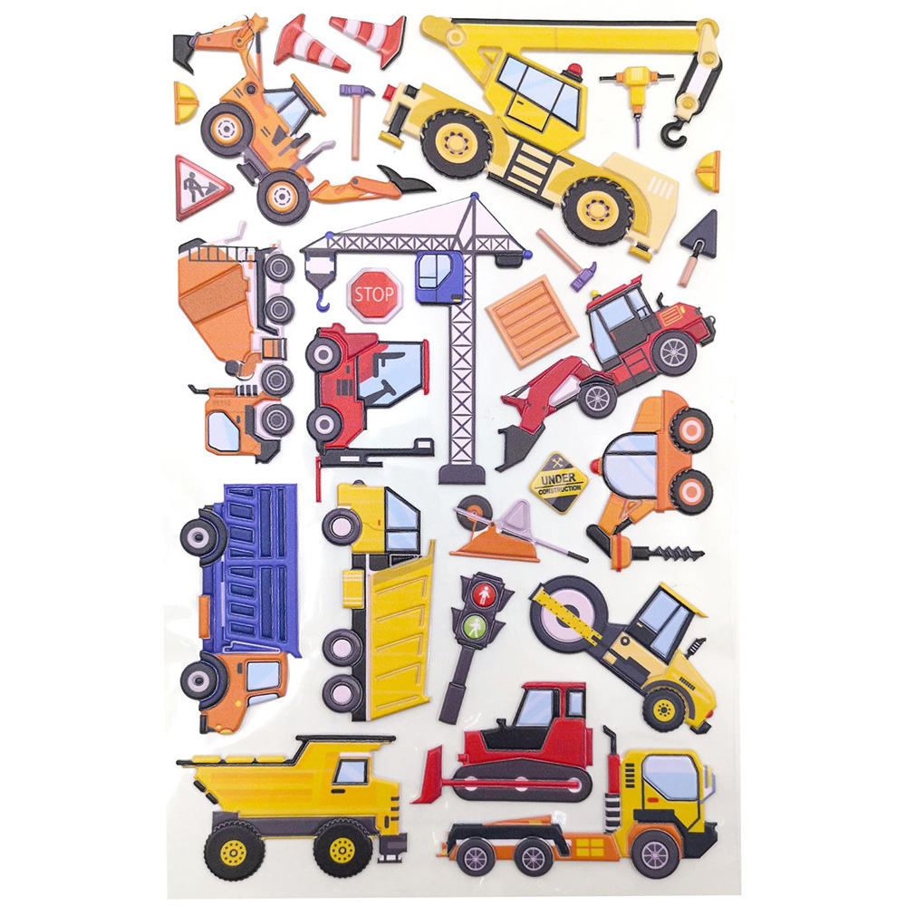 Walplus Heavy Construction Vehicle Double Sided Reusable Foam Window Sticker 27 Piece Image 4
