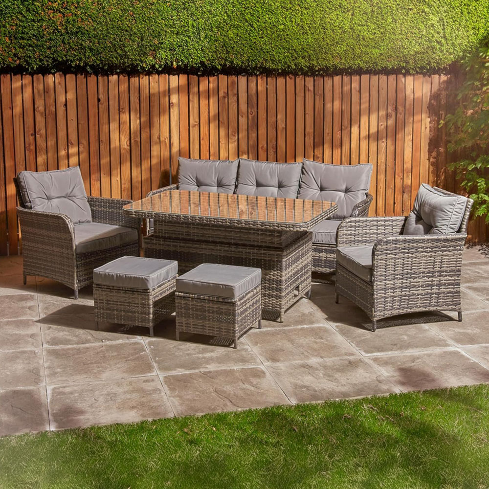 Home Treats 7 Seater Deluxe Rattan Garden Dining Set Image 1