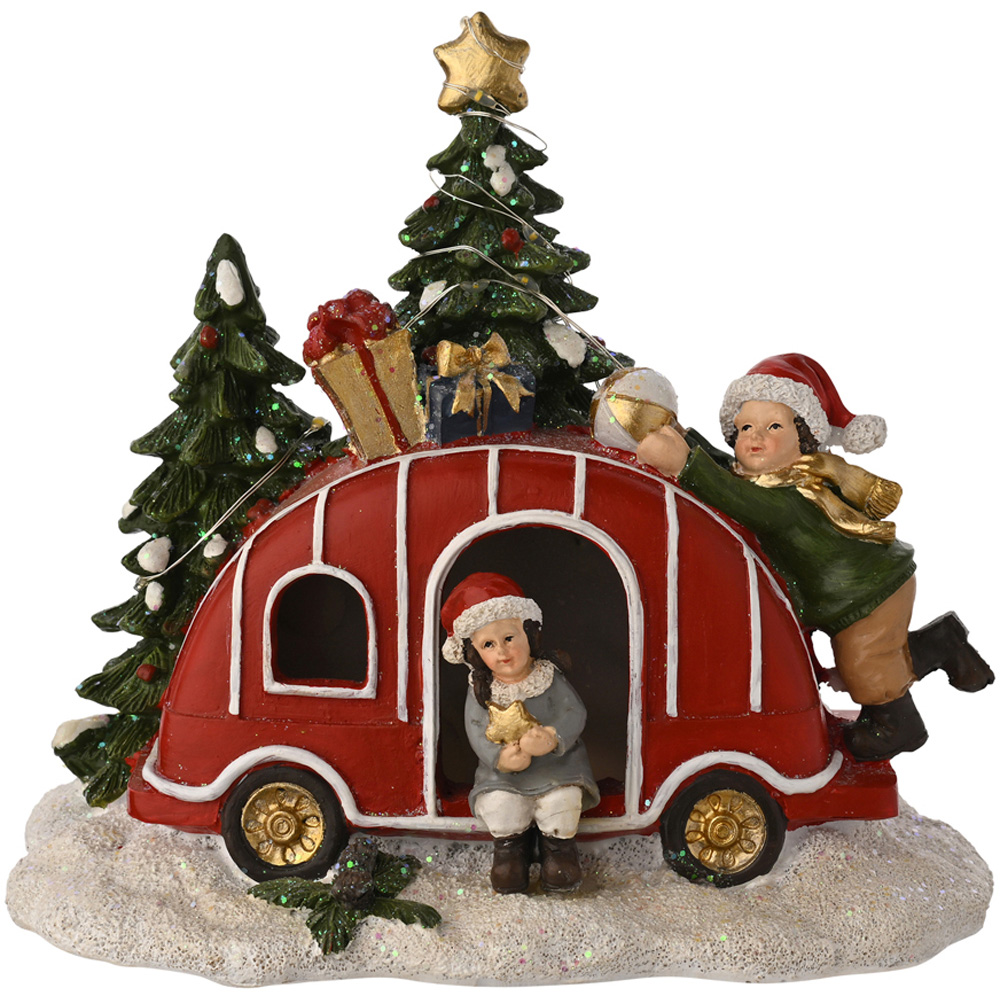 The Seasonal Gift Co Regal Tidings Light Up Christmas Caravan Decoration 16cm Image 1