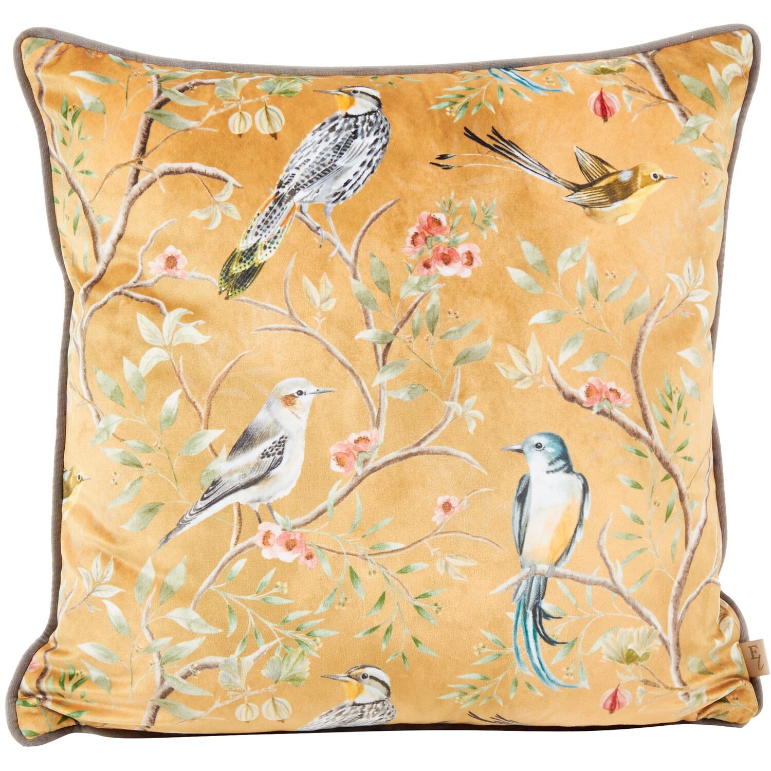 Orient Birds Cushion - Gold Image 1