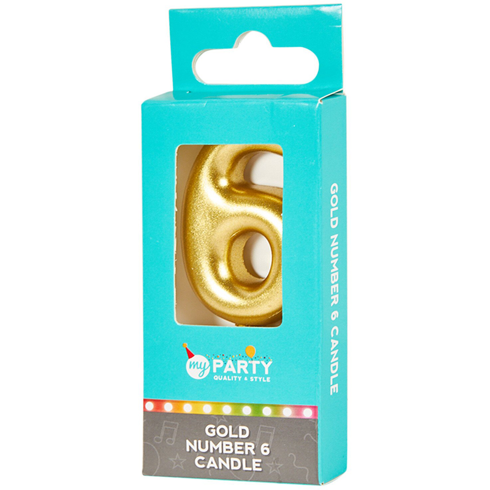 My Party Gold Number Candle - Gold / 6 Image 3