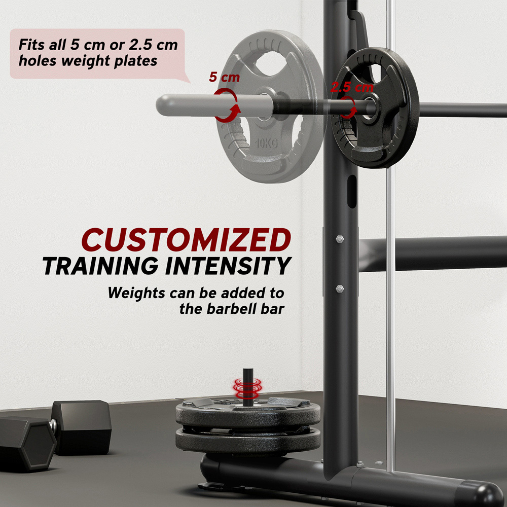 HOMCOM Adjustable Squat Rack with Pull Up Bar and Barbell Bar Image 6