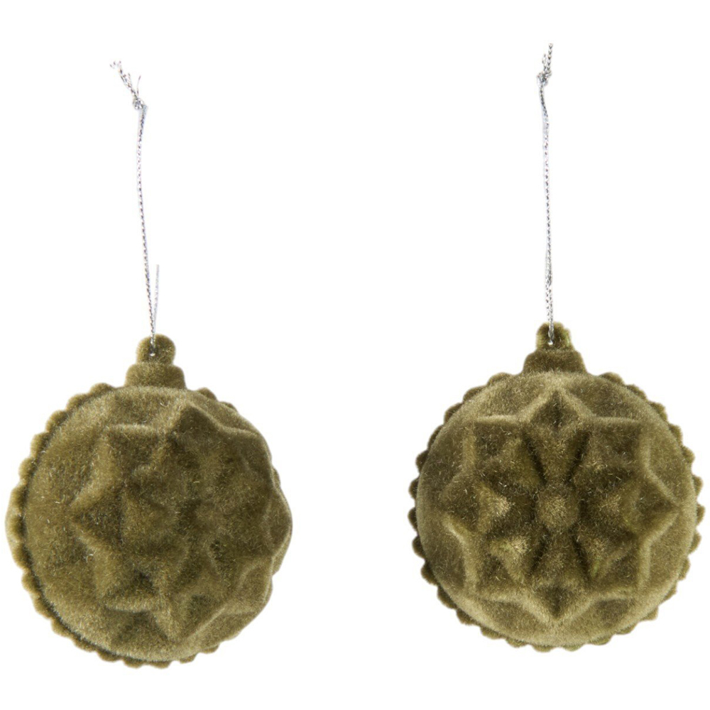 Set of 2 Textured BaublesOlive Image 1