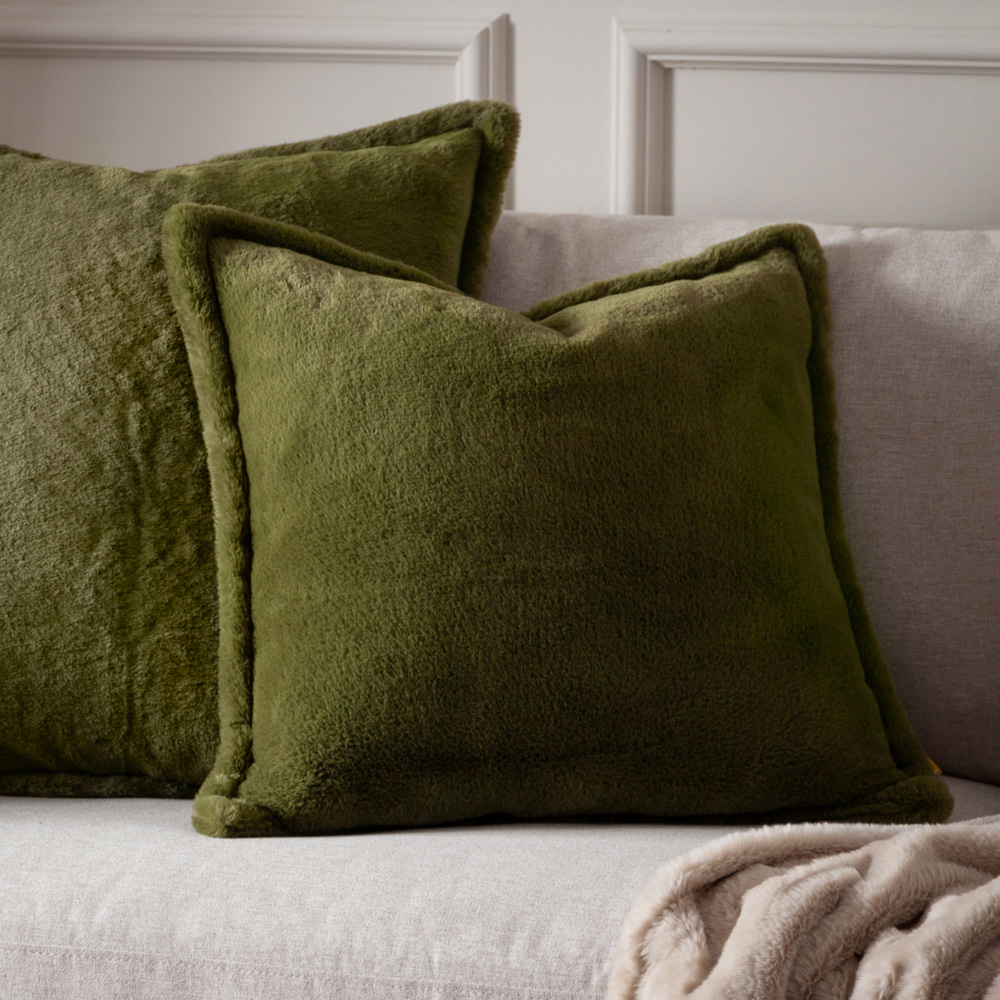 Furn Christmas Kallu Olive Faux Fur Cushion 45 x 45cm Image 6