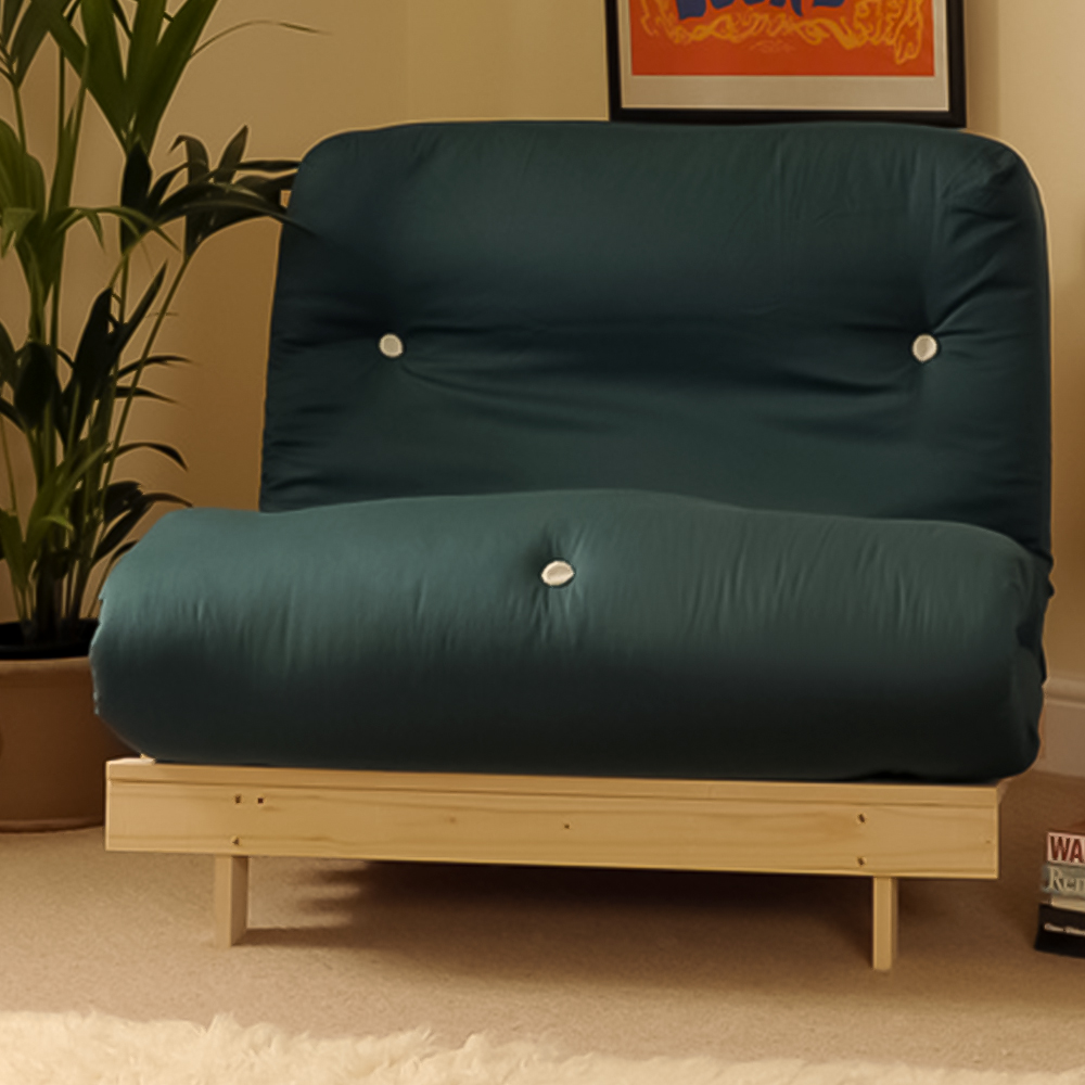 Brooklyn Single Sleeper Green Futon Base and Mattress Image 1