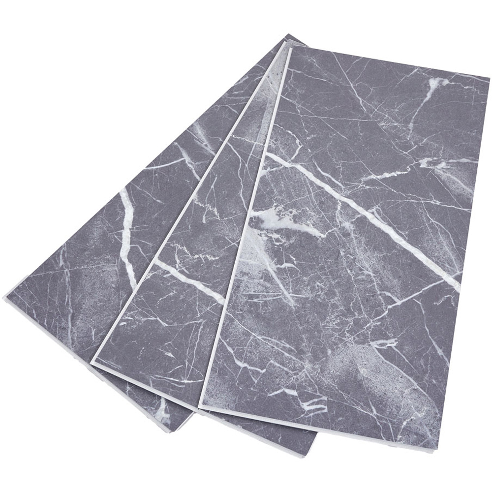 Living and Home Grey Marble Grey Rectangle PVC Flooring 16 Pack Image 3