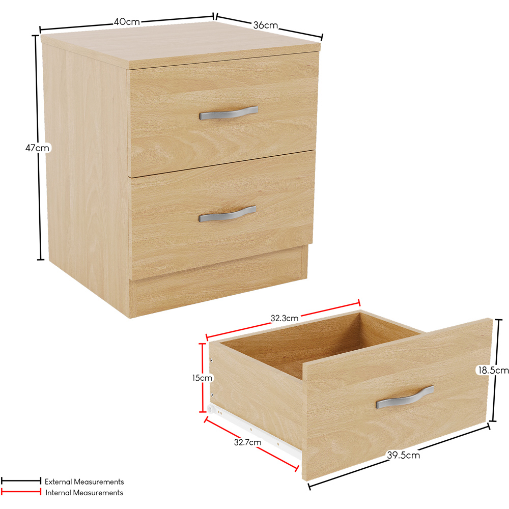 Vida Designs Riano 2 Drawer Pine Melamine Finish Bedside Table Set of 2 Image 8