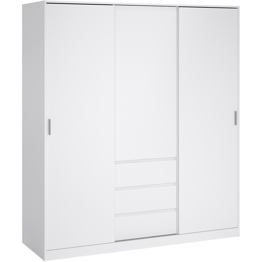 Florence 3 Door 3 Drawer White High Gloss Sliding Wardrobe Image 2