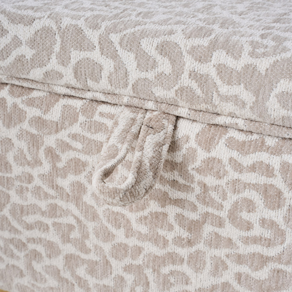 Living and Home Light Brown Linen Leopard Print Storage Ottoman Image 4