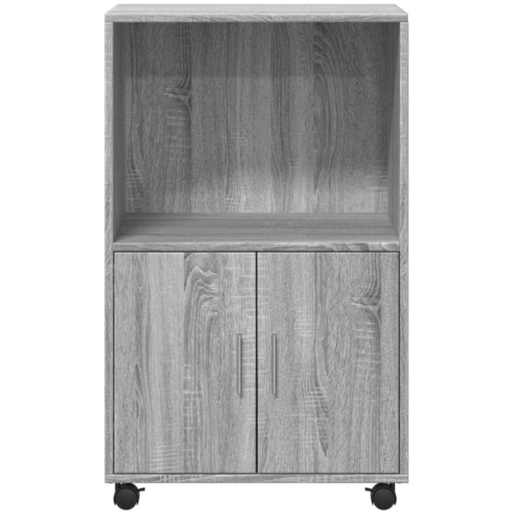 vidaXL 2 Door Single Open Shelf Grey Sonoma Rolling Storage Cabinet Image 4